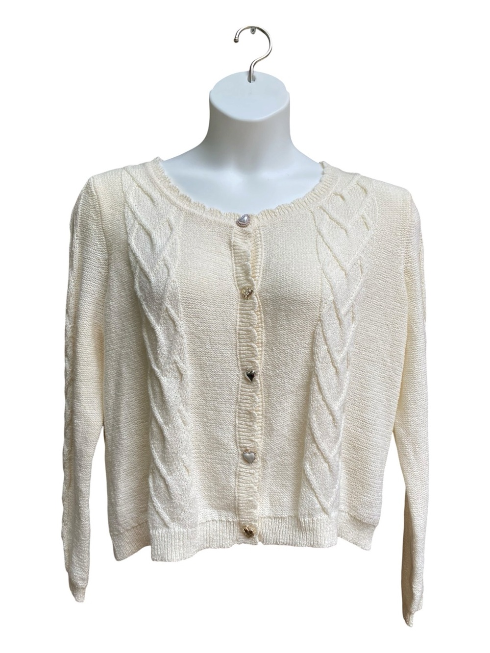 WILD FABLE Heart Button Cable Knit Cardigan Sweater Cream Womens Size XXL NWT